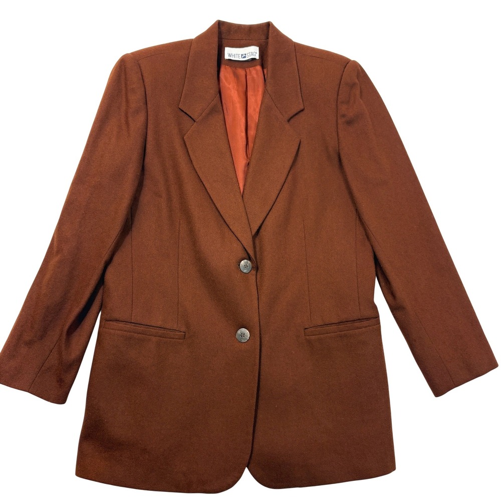WHITE STAG Womens Brown Wool Blazer‎ Equestrian Jacket Heritage Academia L